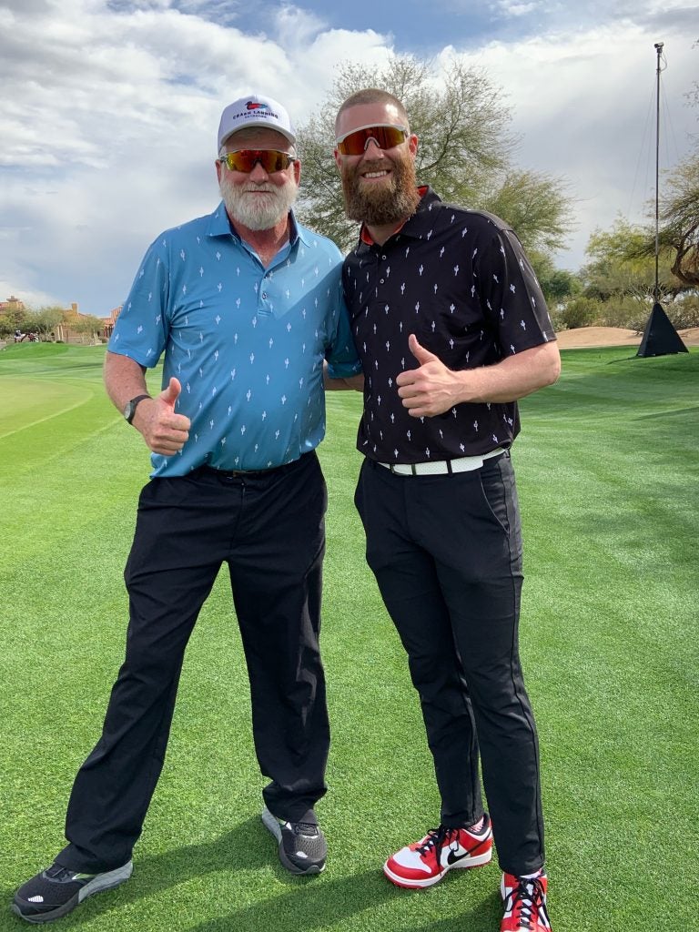 Archie Bradley and his father channeled the desert vibes at the Waste Management Phoenix Open in matching polos.
