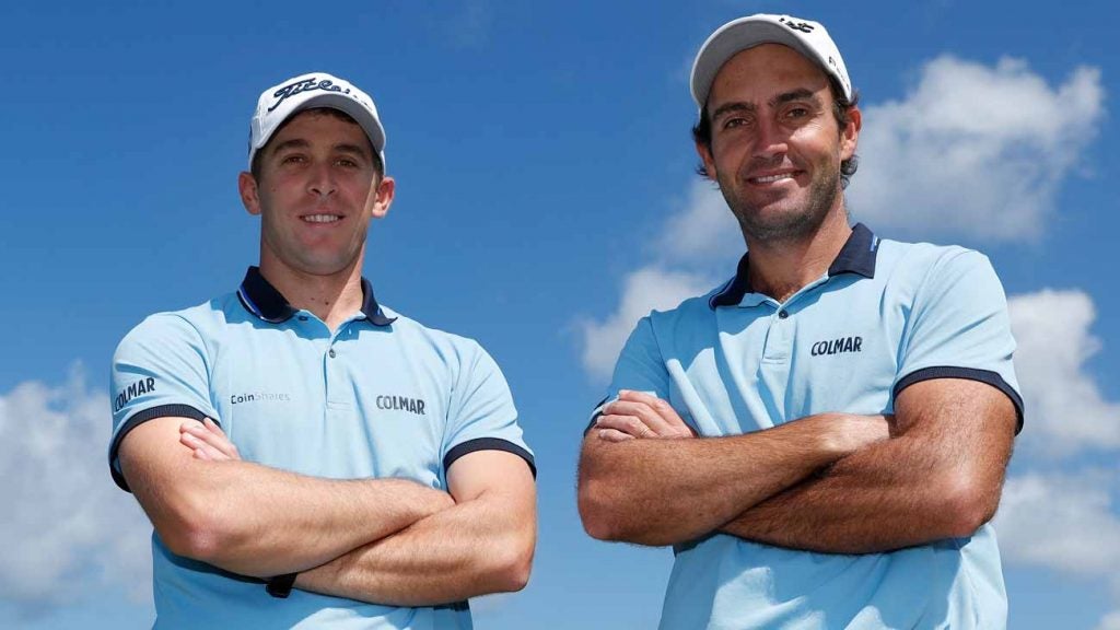 Lorenzo Gagli, left, and Edoardo Molinari were forced to withdraw from the European Tour’s Oman Open as they are being quarantined to determine whether they have the coronavirus.