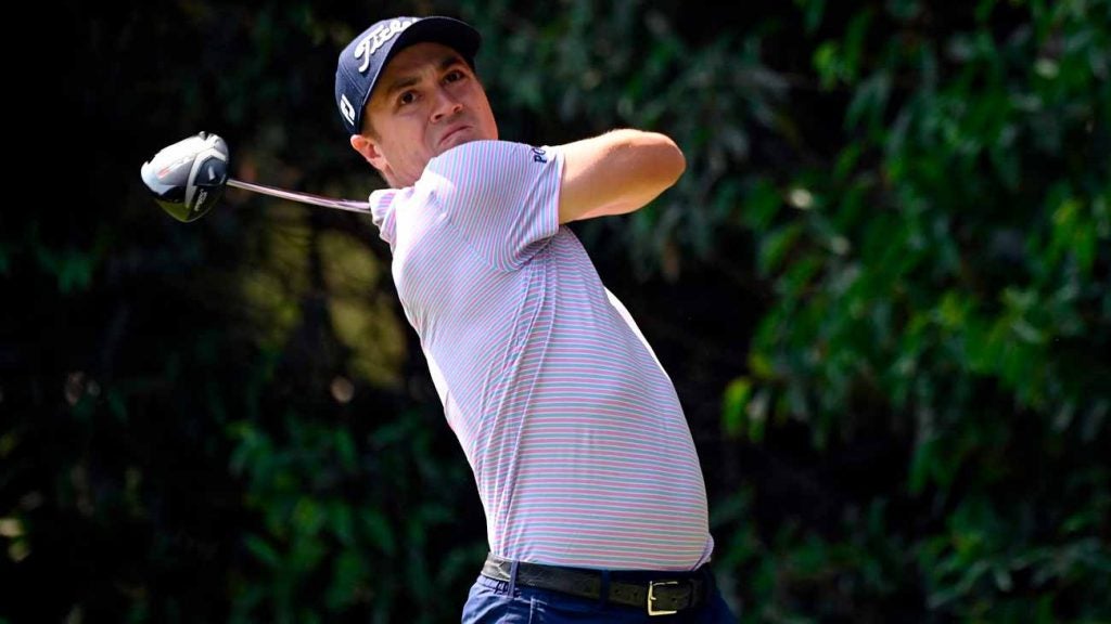 Justin Thomas hits a shot during the final round of the WGC Mexico Championship.
