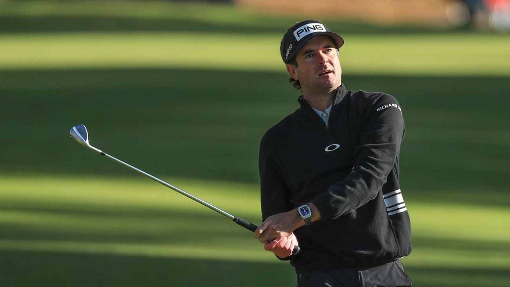 Bubba Watson hits a shot during Thursday's first round of the Genesis Invitational.