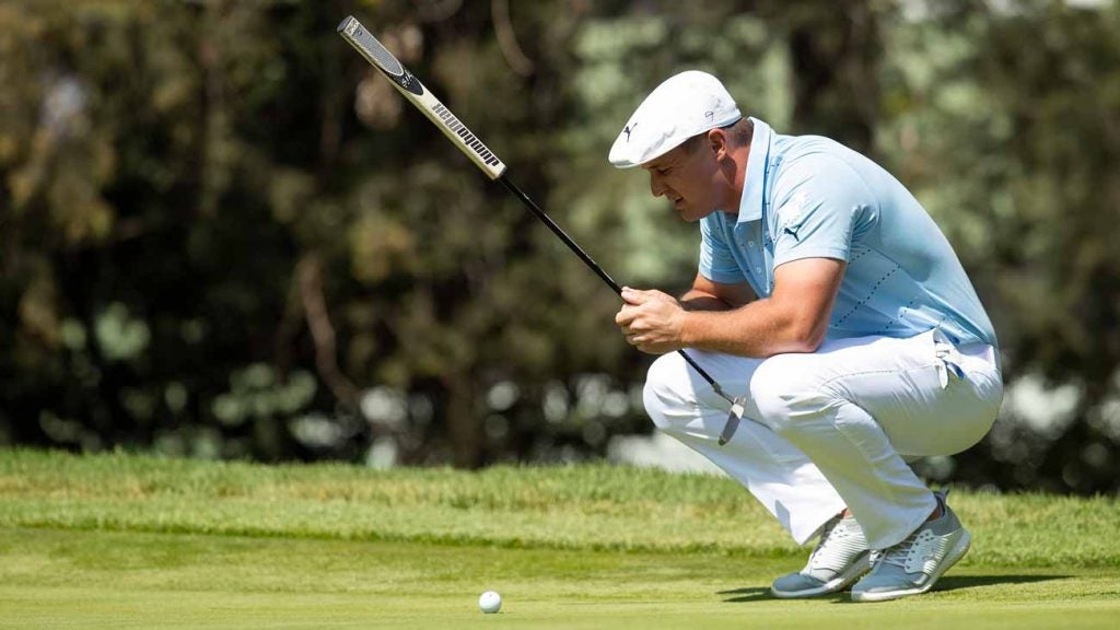 Bryson DeChambeau thinks about a putt during Saturday's third round of the WGC Mexico Championship.