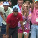 Tiger Woods and Michael Phelps stared down Woods' tee shot at No. 16 on Masters Sunday.