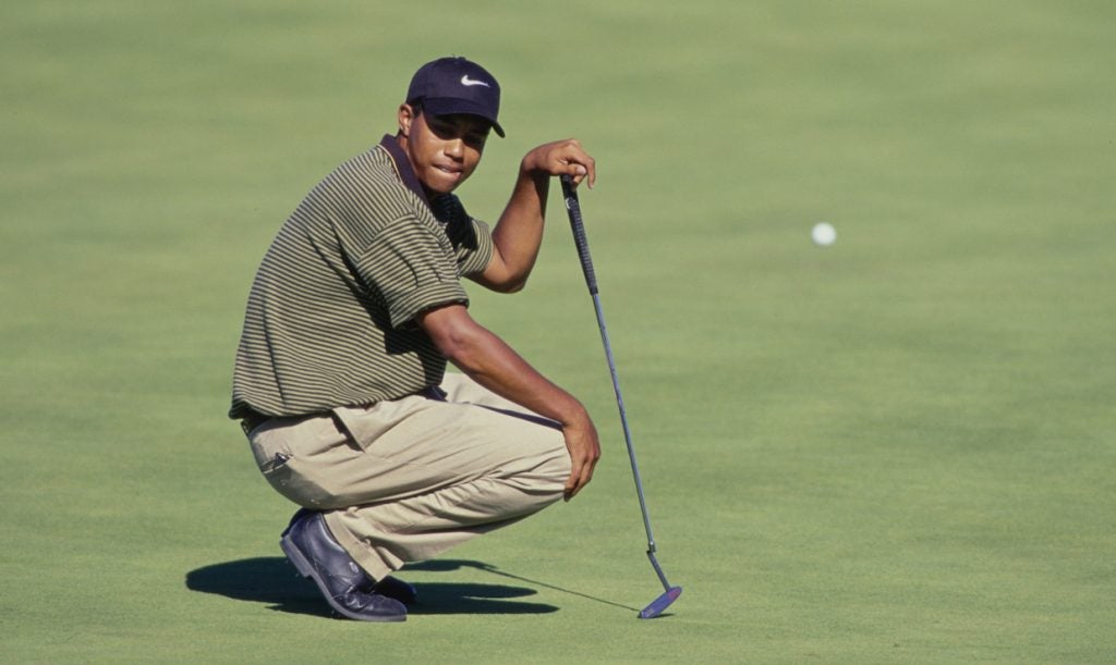 Tiger Woods during his first professional win at the 1996 Las Vegas Invitational at TPC Summerlin Golf Course.