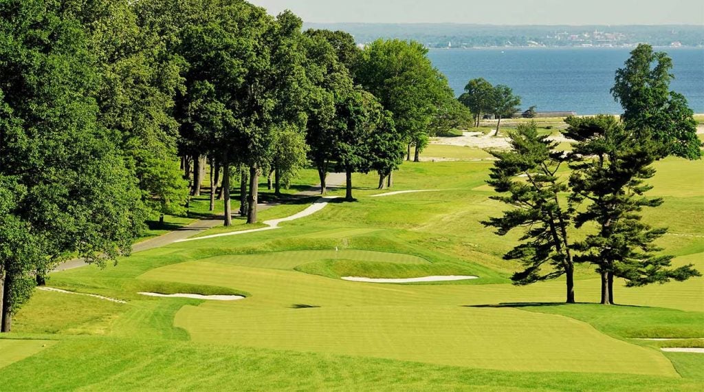A view of the brilliant par-4 6th at The Creek Club on Long Island.