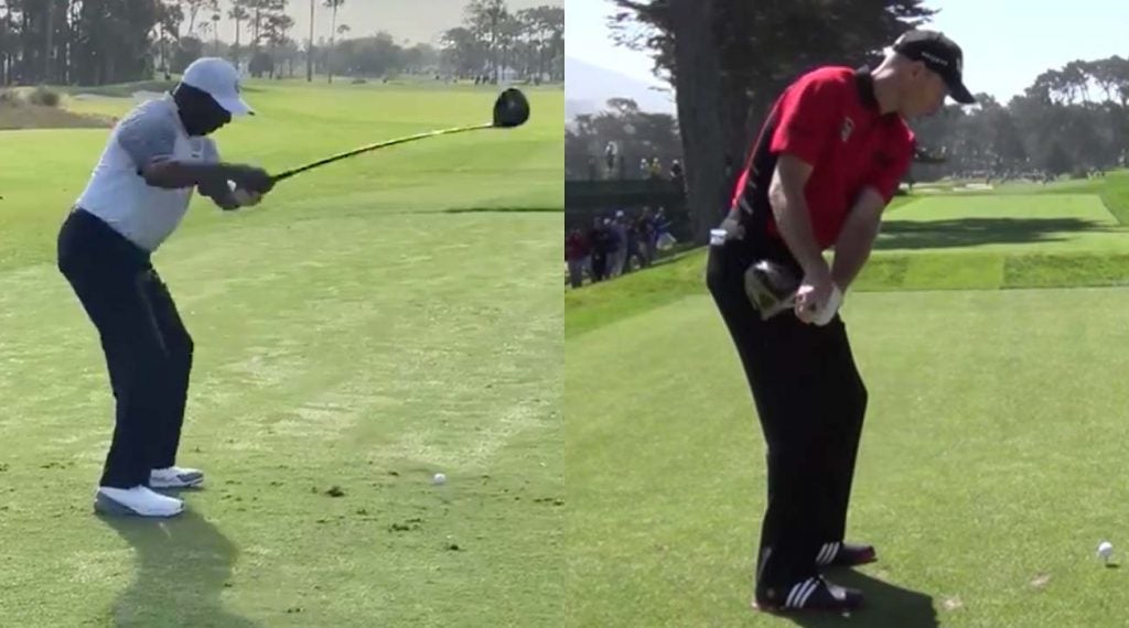 Jim Furyk keeps his takeaway with a conventional move. 