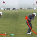 Tiger Woods practices his eye-catching practice drill at Riviera.