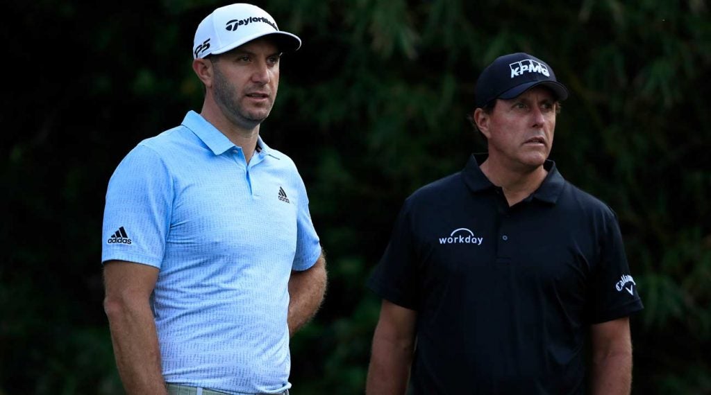 dustin johnson and phil mickelson at players championship