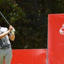 Golfer Guido Migliozzi hits tee shot at 2019 Kenya Open.