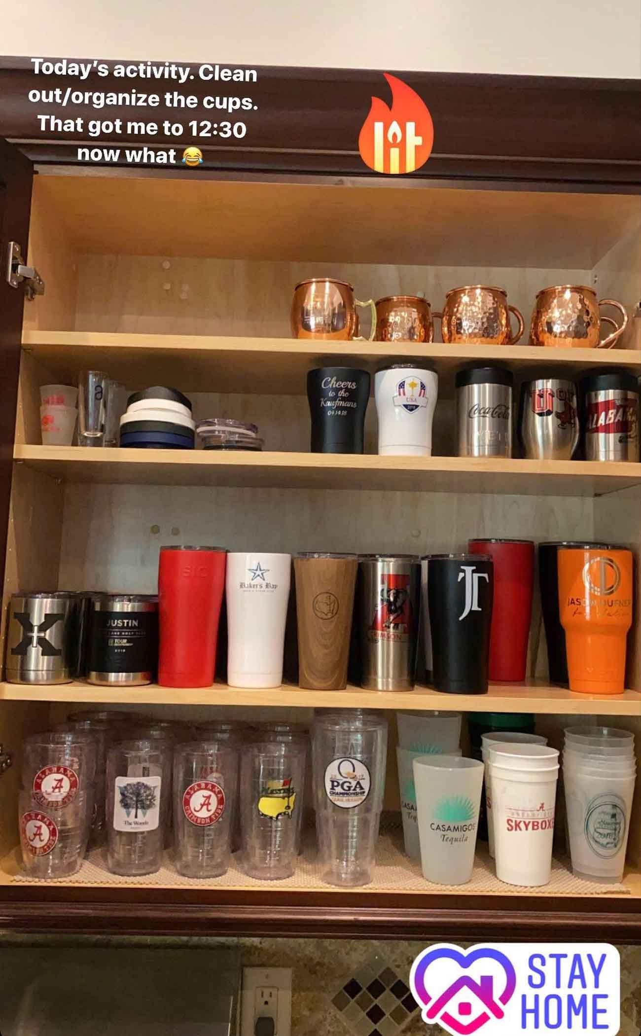Justin Thomas' newly reorganized cupboard.