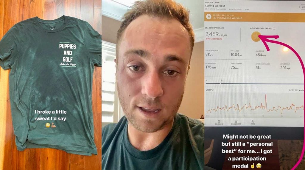 Justin Thomas shared his Peloton workout from over the weekend on social media.