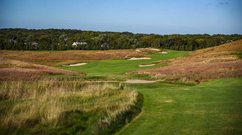A look at the fairway from the tee of the par-4 14th hole at Shinnecock Hills on Long Island.