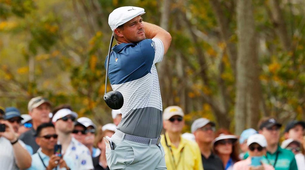 Bryson DeChambeau tees off during the opening round of the Arnold Palmer Invitational.