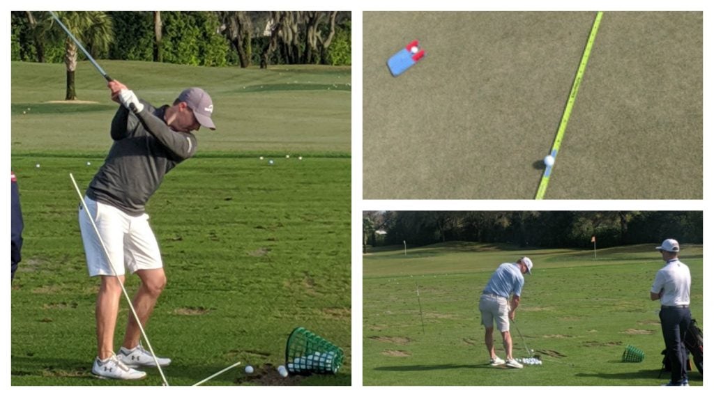 pro golfers on the range at the 2020 arnold palmer invitational