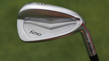One of Viktor Hovland's Ping irons.