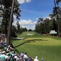 A view of the 10th green looking back at the fairway at Augusta National.