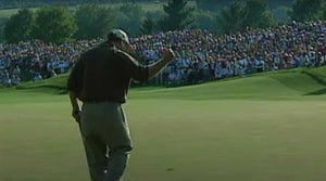 The crowd erupted when this Bob May putt dropped on 18.