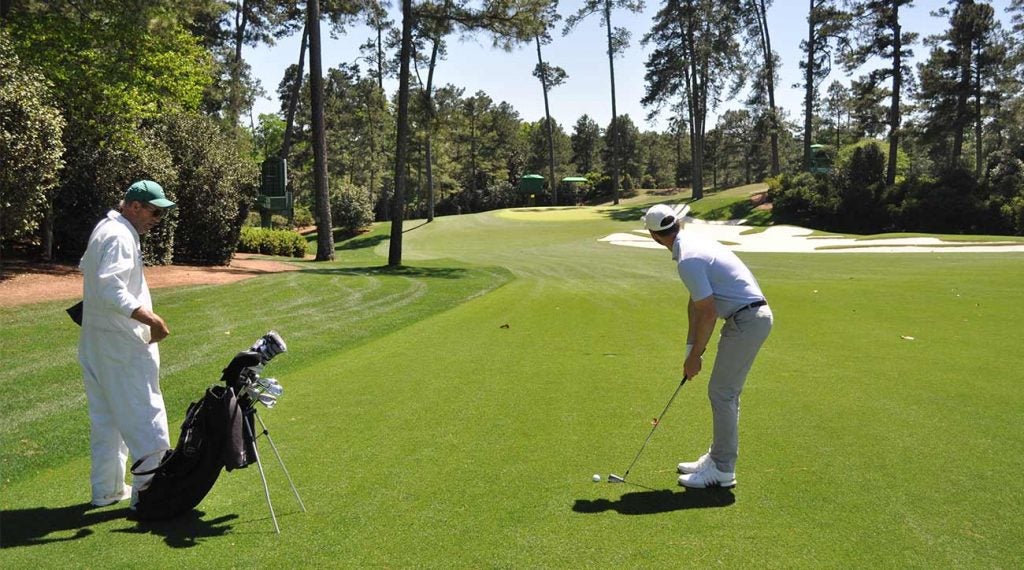 Jonathan Wall gets ready for an approach to the par-4 10th.