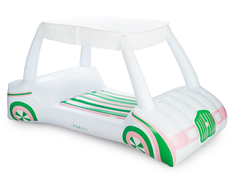 This golf cart pool float was made for summer fun.
