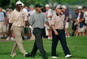 What a trio: Vijay Singh, Tiger Woods and Jack Nicklaus.