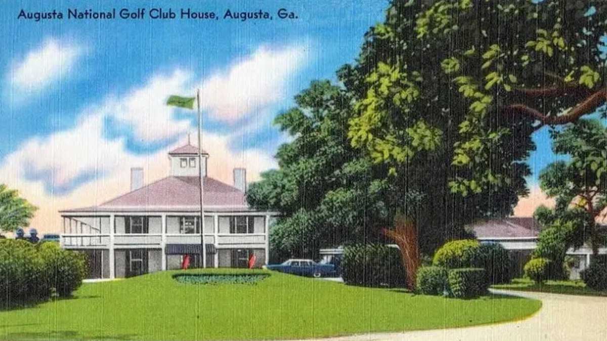 A postcard of Augusta National Golf Club.