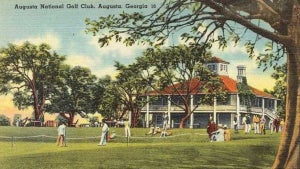 A postcard of Augusta National Golf Club.