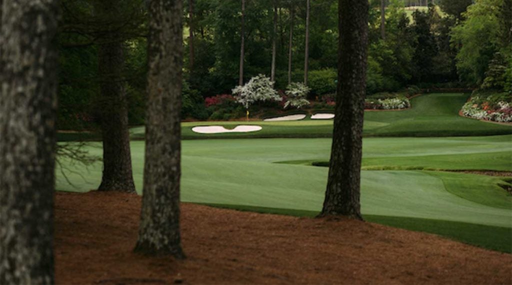 A look at the 12th green of Augusta National from the 13th fairway.