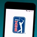 PGA Tour logo on a cell phone screen
