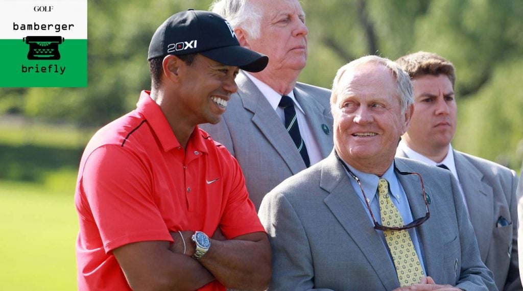 tiger and jack share a laugh