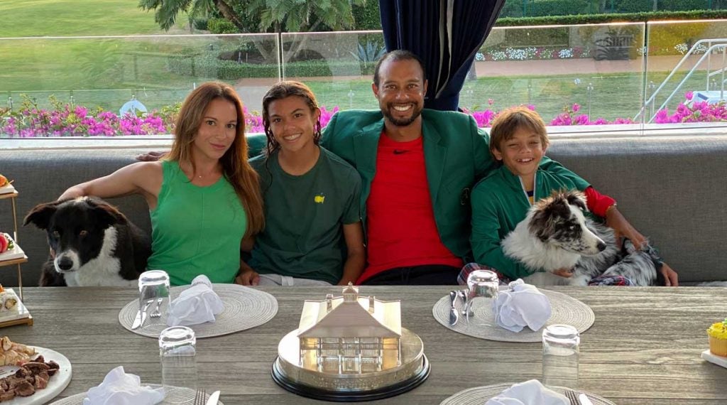 Tiger Woods and family at dinner
