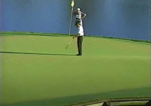 Woods took his sweet time sizing up this particular putt.