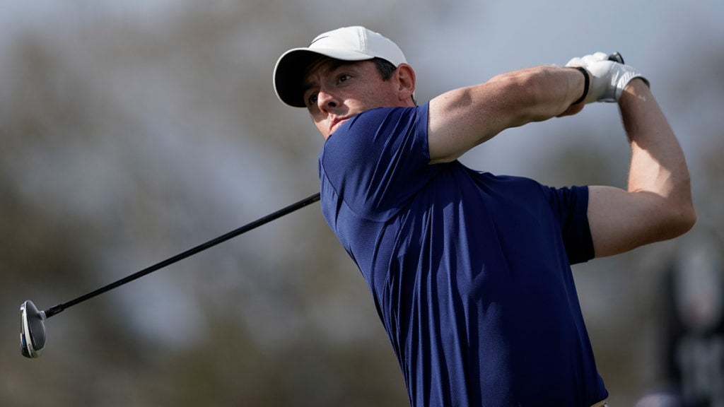 Rory McIlroy hits a tee shot earlier this year.