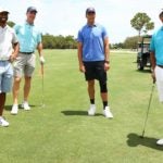 Tiger Woods, Peyton Manning, Tom Brady et Phil Mickelson au Medalist Golf Club.