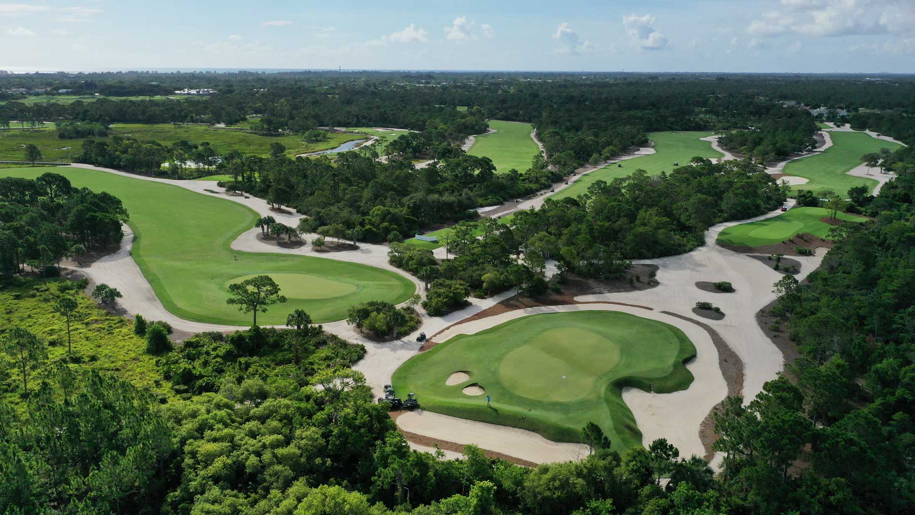 An aerial drone view of Medalist Golf Club.