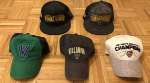 Five Villanova hats grouped together.