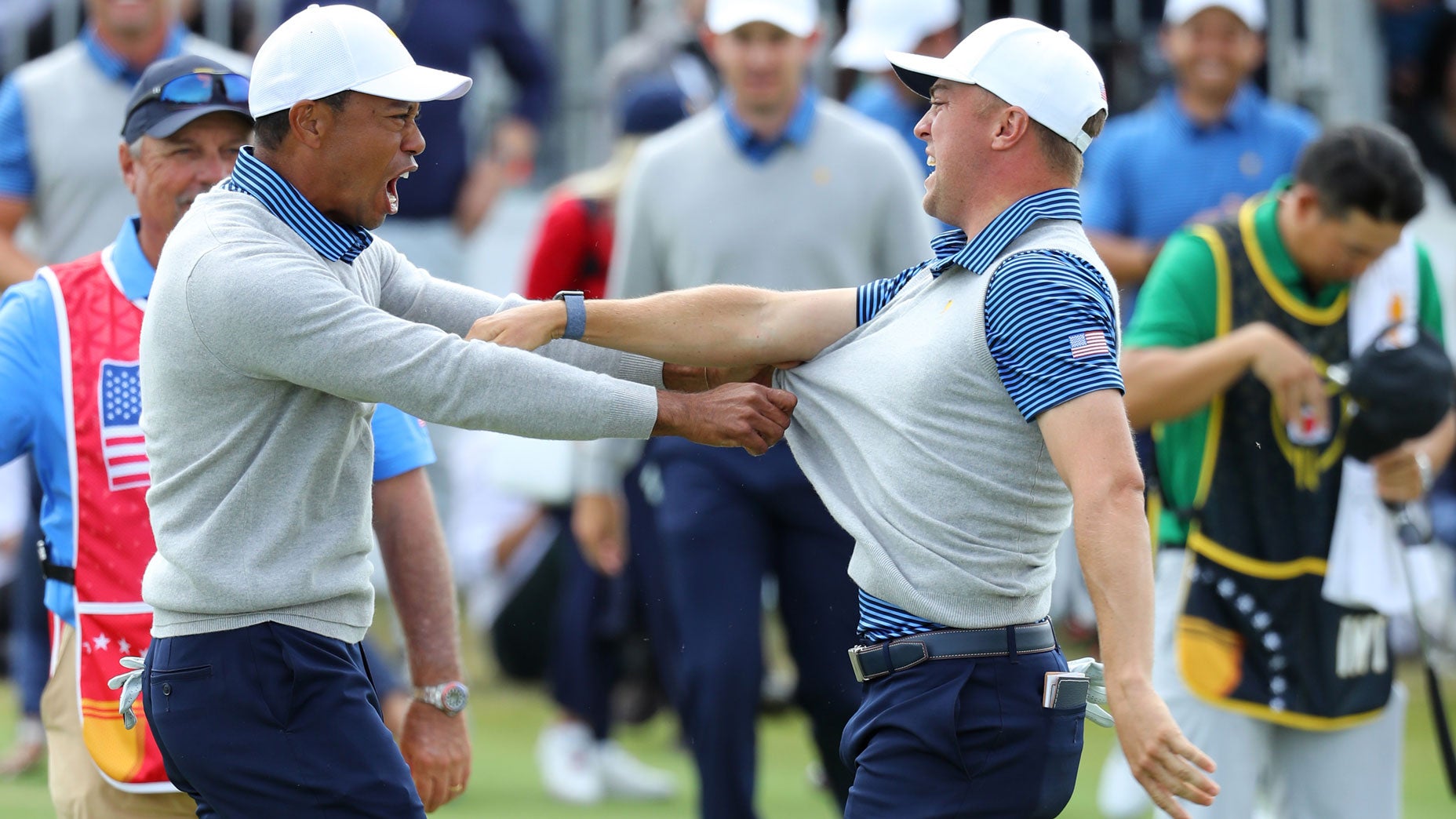 Tiger Woods' incredible alternateshot advice for Justin Thomas