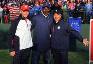 Davis Love III, Michael Jordan and Fred Couples at the 2012 Ryder Cup.