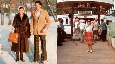 On the left, mother and son, 1978, Patchogue, N.Y. Right photo: Dorothy Bamberger, here in 1981, loved boats, particularly the Queen Mary, which brought her to New York in 1938.