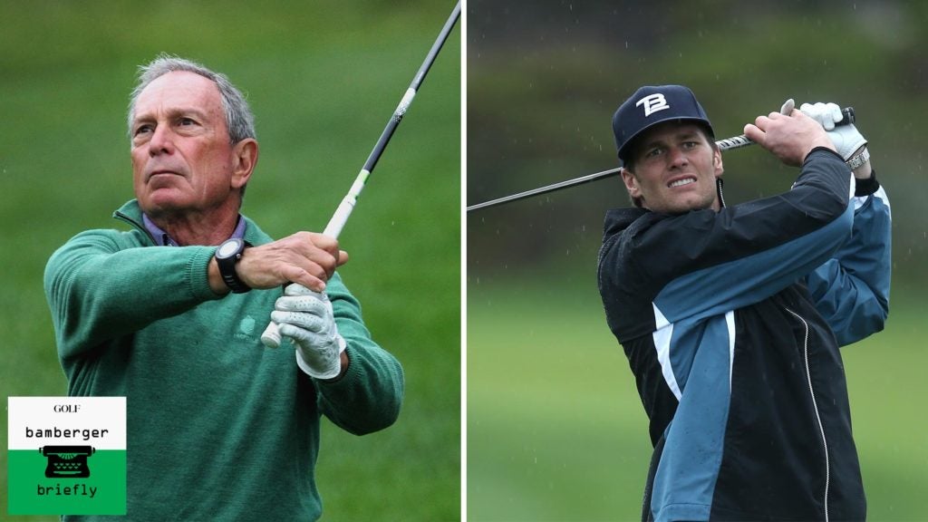 mike bloomberg and tom brady swing