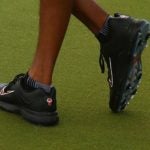 Tiger Woods brought out some new 'Frank' golf shoes at Medalist