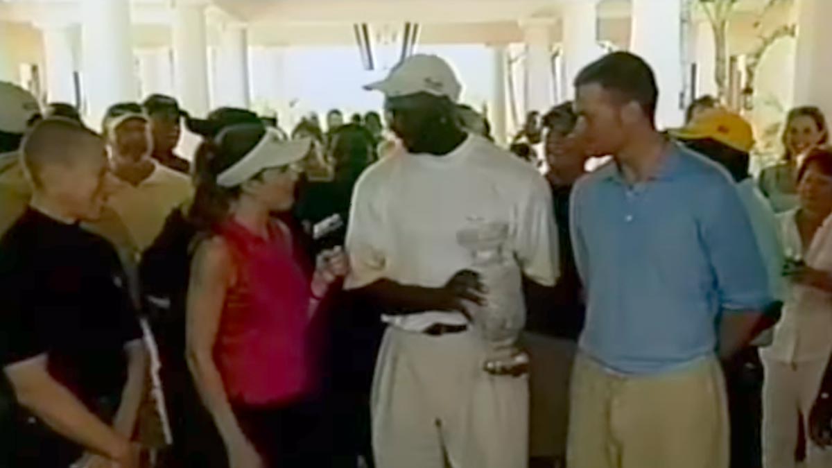 Watch Michael Jordan Tom Brady Celebrate Winning Mjs Golf Tournament