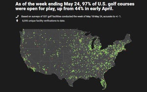 Map showing golf course openings in United States
