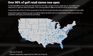 Map showing golf retail locations in United States