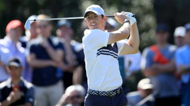 Rory McIlroy takes a swing.