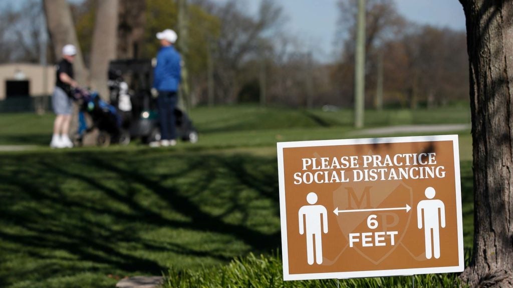 social distancing sign golf