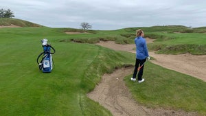 After learning the ins and outs of Erin Hills via the video game, Heckman and other caddies test their knowledge on the course.