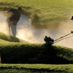 Golf course maintenance workers