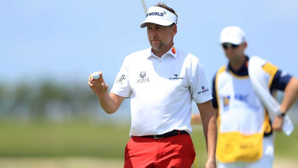 Pro golfer Ian Poulter on putting green