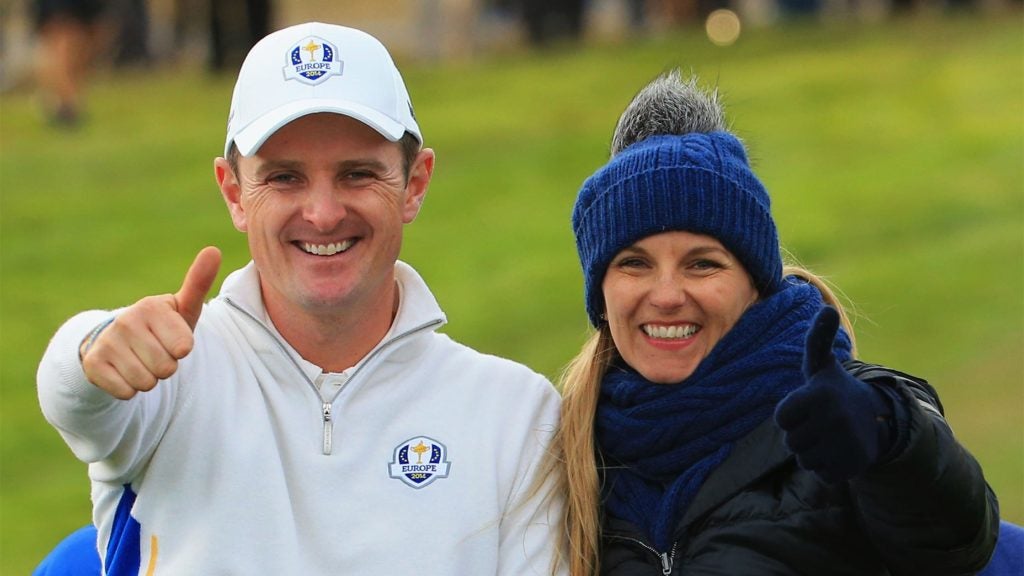 Justin Rose and his wife, Kate, at the 2014 Ryder Cup.