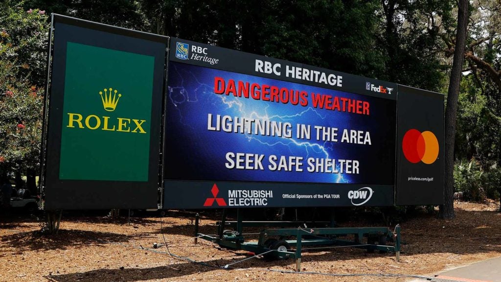 Play was suspended on Sunday at the RBC Heritage.