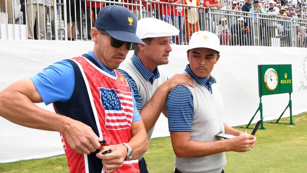 Pro golfers Bryson DeChambeau and Rickie Fowler at Presidents Cup